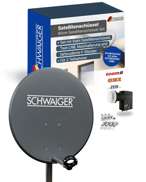 SCHWAIGER Satellitenschüssel Ø 60cm Komplettset - Anthrazit