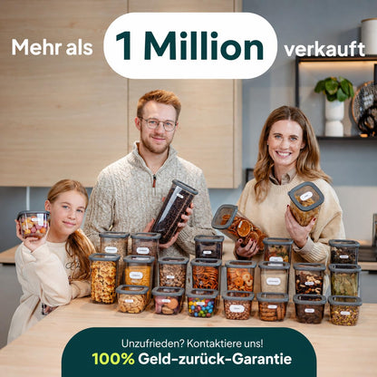 uandu Vorratsdosen Set 24-teilig, luftdicht, BPA-frei mit Etiketten
