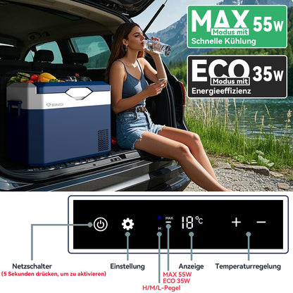 BINGI Kompressor Kühlbox 30 Liter HC-30P5S für Auto und Camping