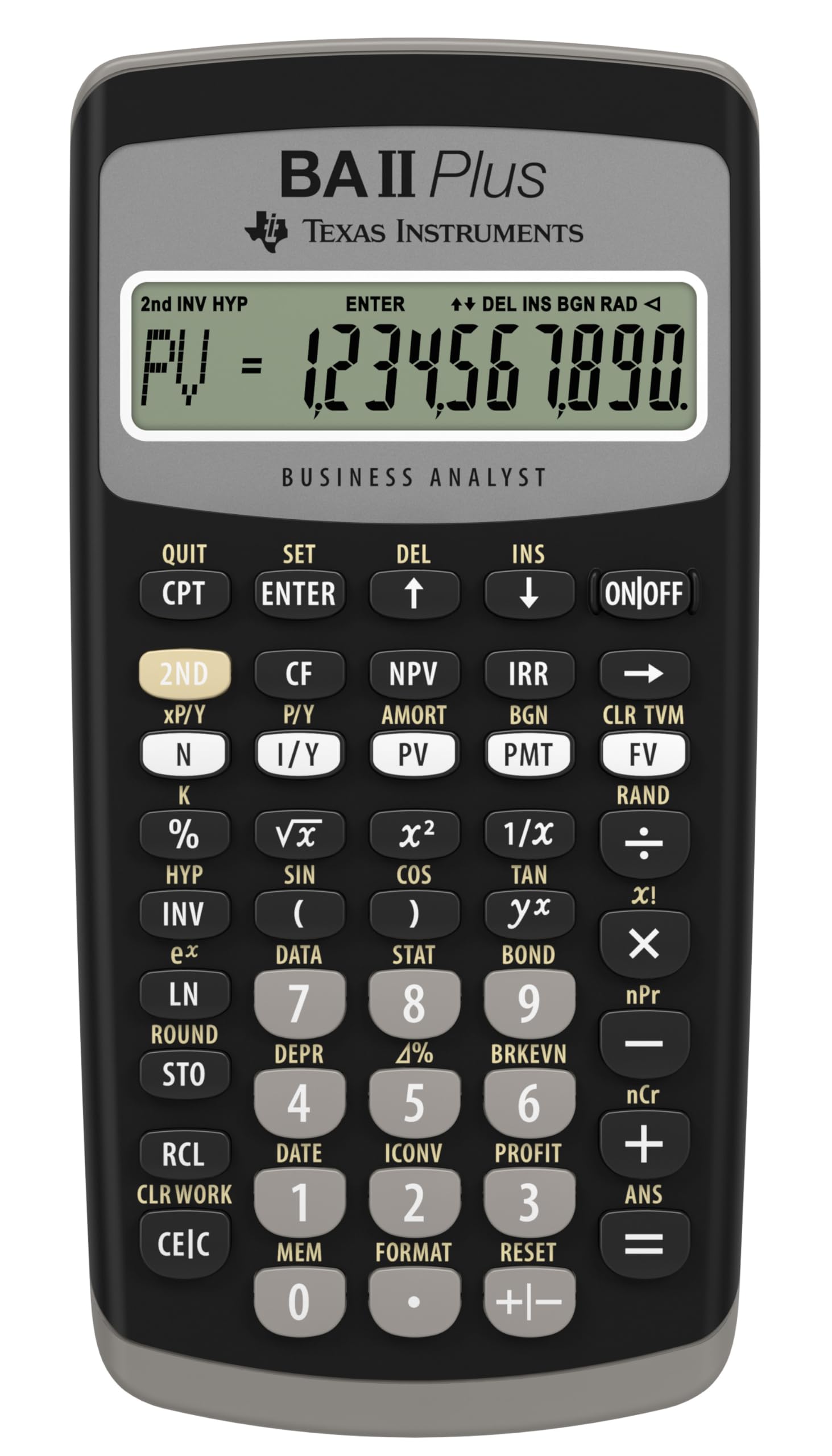 Texas Instruments BA II Plus Finanzrechner schwarz, angewinkeltes Display