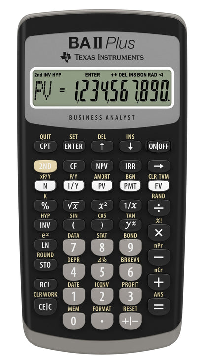 Texas Instruments BA II Plus Finanzrechner schwarz, angewinkeltes Display
