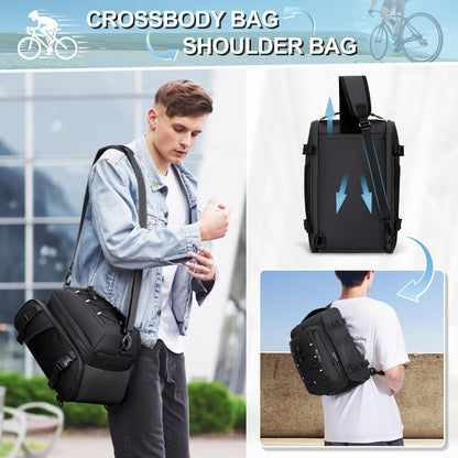 RAINSMORE 3-in-1 Gepäckträgertasche 15L, wasserdicht, schwarz