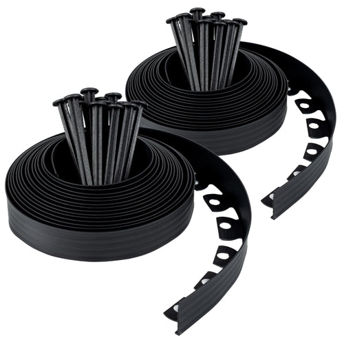 UNIGARDIA Flexible Rasenkante, Kunststoff, 20 m, schwarz, 60 Erdanker zur Beetabgrenzung