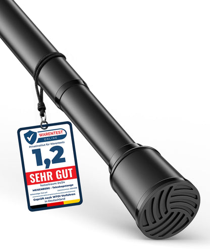 MEISENBERG Klemmstange für Gardinen 370-420 cm, schwarz, Ø 32 mm, Teleskopstange aus Stahl