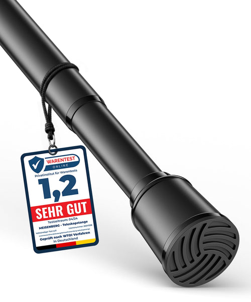 MEISENBERG Klemmstange für Gardinen 370-420 cm, schwarz, Ø 32 mm, Teleskopstange aus Stahl