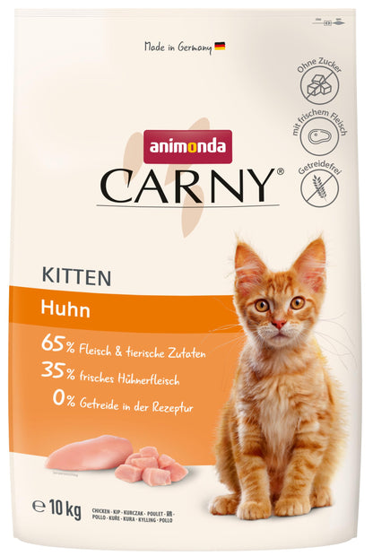 animonda Carny Kitten Trockenfutter mit Huhn, getreidefrei, 10 kg für wachsende Katzen im ersten Lebensjahr