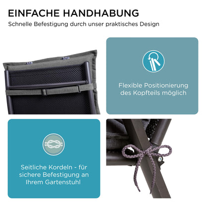 gardisun Gartenstuhlauflagen Hochlehner Kopfteil - 6er Set Anthrazit