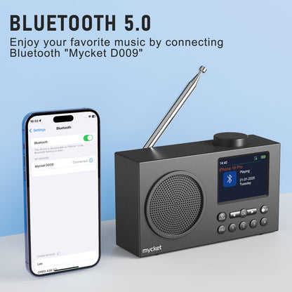 Mycket Tragbares DAB+/UKW Radio mit Bluetooth 5.0 und Farbdisplay