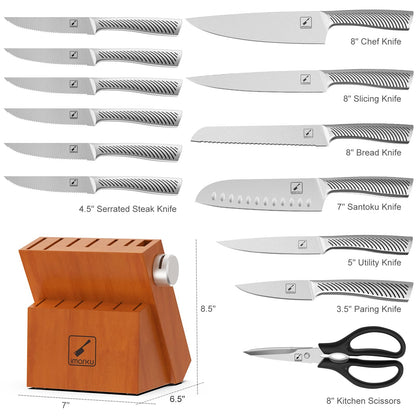 imarku Messerblock japanisches Küchenmesser Set 14-teilig