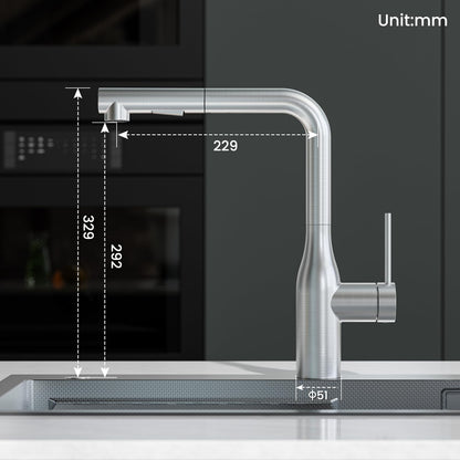 CECIPA Küchenarmatur Ausziehbar - Edelstahl Hochdruck