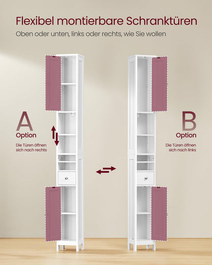 VASAGLE Badezimmerschrank BBC765W01, hoch, schmal, wolkenweiss