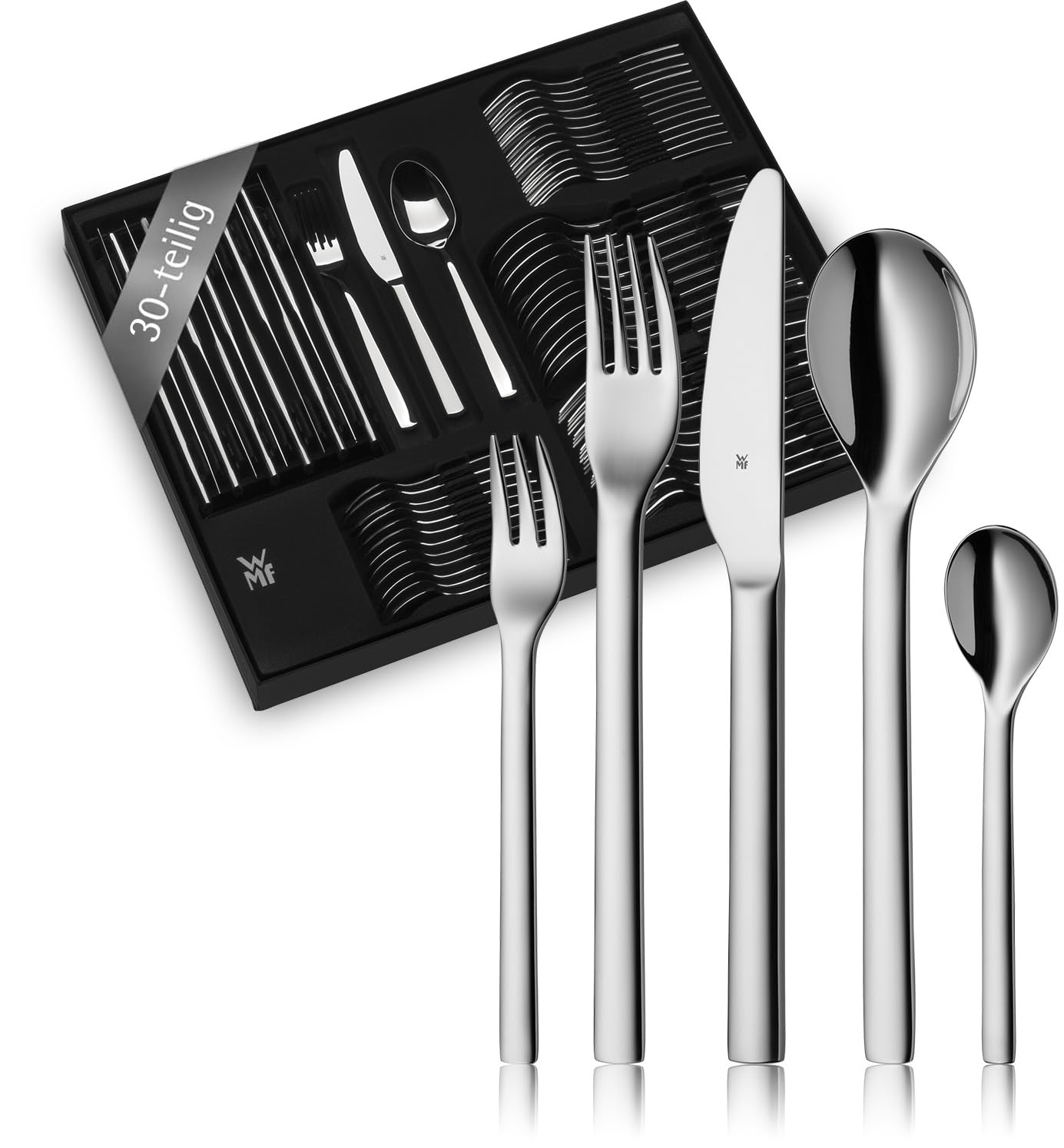 WMF Habitum Besteck Set 30-teilig für 6 Personen, Cromargan poliert, glänzende Oberfläche
