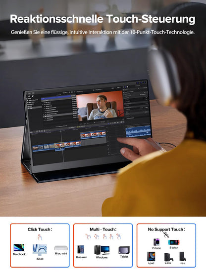 UPERFECT Tragbarer Touchscreen Monitor 15.6 Zoll Full HD
