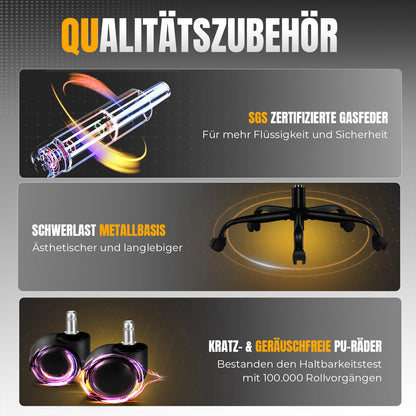 GTPLAYER Gaming Stuhl, ergonomischer Bürostuhl aus Stoff, schwarz