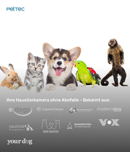 PetTec Cam Free Outdoor Hundekamera - wetterfeste WLAN-Kamera mit Akku