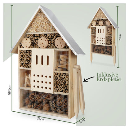 WILDLIFE HOME Insektenhotel XXL stehend, Bienenhotel mit Metalldach