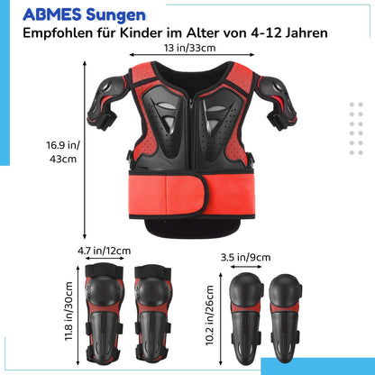 yeesport Kinder-Protektoren-Set Brustpanzer, Knie- und Ellbogenschoner