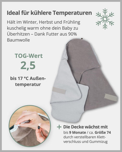 ULLENBOOM Einschlagdecke Babyschale & Kindersitz – Grau