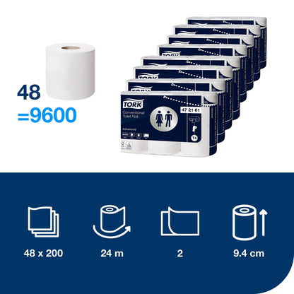 Tork Kleinrollen Toilettenpapier T4 Advanced 2-lagig 48 × 200 Blatt