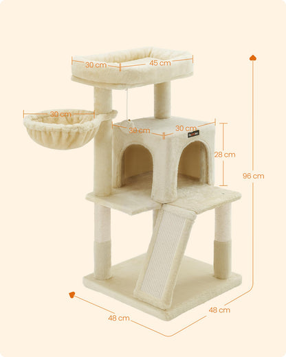 Feandrea Kratzbaum PCT51M, 96 cm, Katzenbaum mit Hängematte, beige