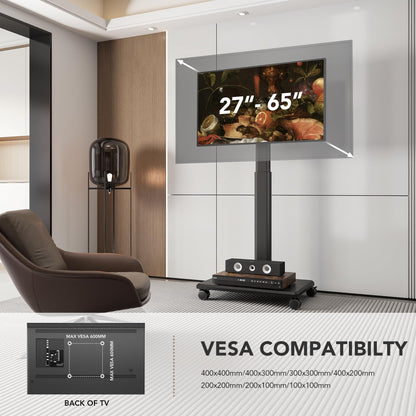 Universal Rollbarer Boden-TV-Ständer - 27-65 Zoll TVs