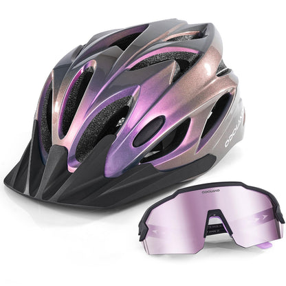 Odoland Fahrradhelm mit Fahrradbrille Set, verstellbar, 58-62 cm