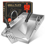 ColCospie Plancha Grillplatte Edelstahl 40 x 30 cm mit 2 Grillspateln und abnehmbaren Griffen