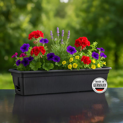 BURI Balkonkasten 100 cm mit Wasserspeicher, 6er Set, Anthrazit