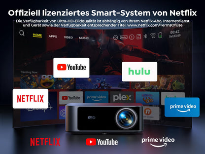 Toptro 1200 ANSI Smart Beamer 4K - Netflix Dolby Audio