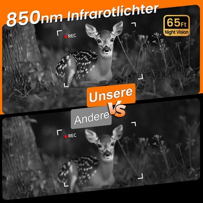 XTU Wildkamera 4K mit App-Übertragung, Nachtsicht und 32 GB SD-Karte