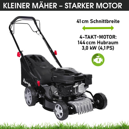 BRAST Benzin Rasenmäher mit Hinterradantrieb, 4-Takt, 41 cm