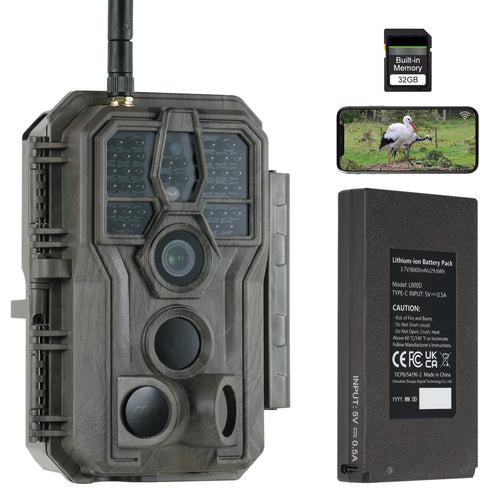 GardePro E8P Max Wildkamera mit WLAN, 64 MP, 1296P und Akku – Wildtierkamera mit Nachtsicht und Bewegungsmelder