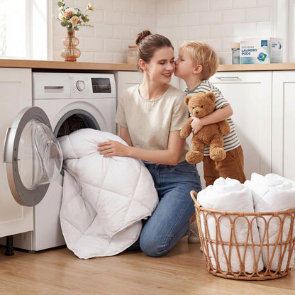 WAVVE Bettdecke 135x200 cm 4 Jahreszeiten, Mikrofaser Steppdecke weiss