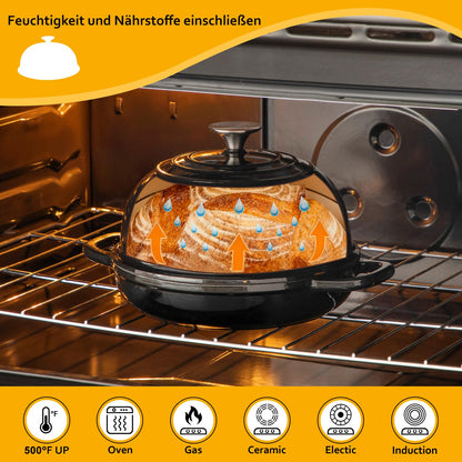 Velaze Dutch Oven Gusseisen Schmortopf emailliert 4,8 L schwarz
