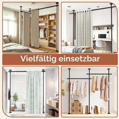 WELDUN Raumteiler Gardinenstange freistehend, 227–312 cm, schwarz