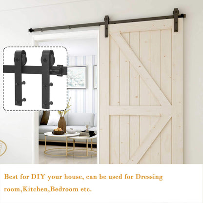 TSMST Schiebetürsystem Schienen-Set 243cm J-Form Holztür Schwarz