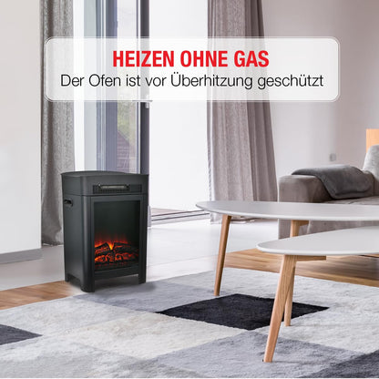Classic Fire Elektrokamin Modena – Schwarz mit Heizfunktion