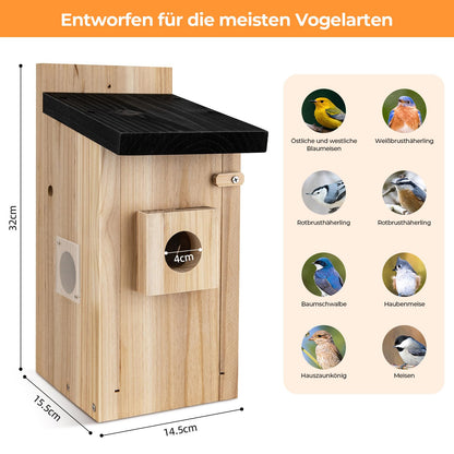 RAINBEAN Nistkasten mit Kamera, 4 MP Vogelhaus aus Zedernholz mit WLAN