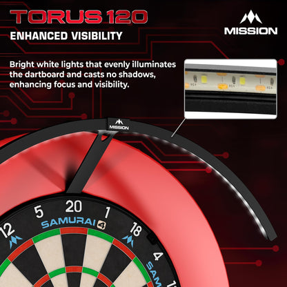 Mission Darts Torus 120 LED Dartscheiben-Beleuchtung USB-C schwarz