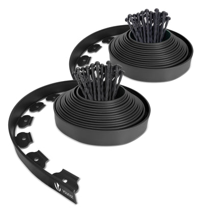 VOUNOT Flexible Rasenkante Kunststoff 20m x 5cm Schwarz. Dient zur klaren Begrenzung von Rasenflächen, Beeten und Wegen.