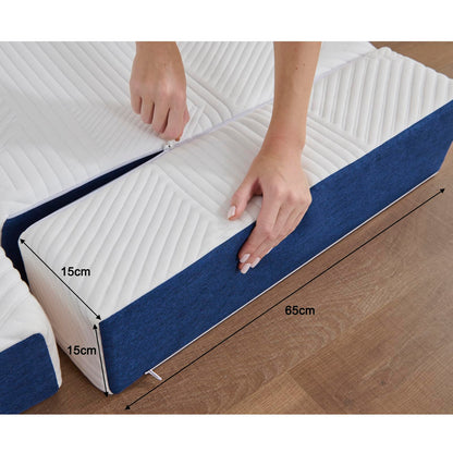 Hiimgo Faltmatratze 75x195x15 cm 4-teilig - Weiss/Blau