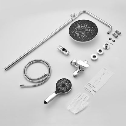 Auralum Regendusche Komplettset Höhenverstellbar 1-1.39m - Chrom