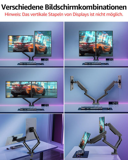 ELIVED EV6012B Gasfeder Monitor Halterung 2 Monitore 13-32 Zoll