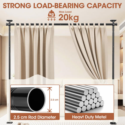 WELDUN Paraventgestell Raumteiler Gardinenstangen – Schwarz