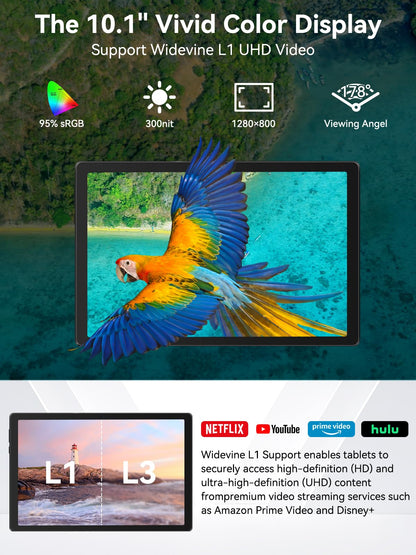 Whitedeer Tablet 10 Zoll Android 14 mit Ladedock - Schwarz