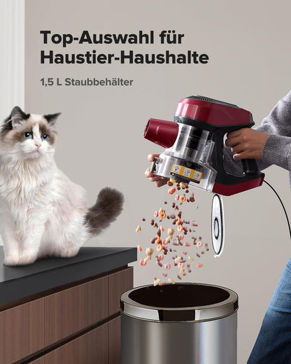 Vexilar C8 6-in-1 Stielstaubsauger mit Kabel, 60 kPa, 600 W, 1,5 l