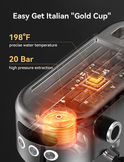 Neretva Super-Kompakt Siebträgermaschine - 20 Bar Edelstahl