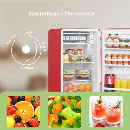 Comfee' RCD93RE2EURT(E) Mini Kühlschrank 93L Retro – Rot