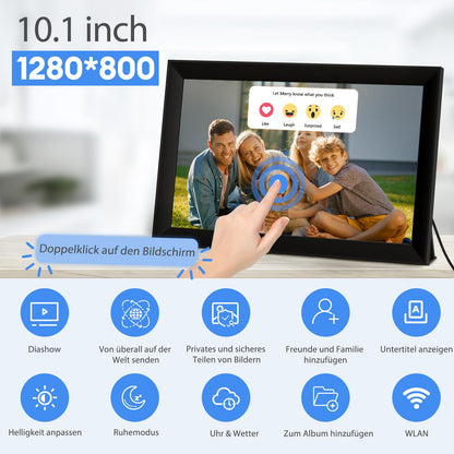 Ekasoco Frameo Digitaler Bilderrahmen 10,1 Zoll WLAN Touchscreen 32GB