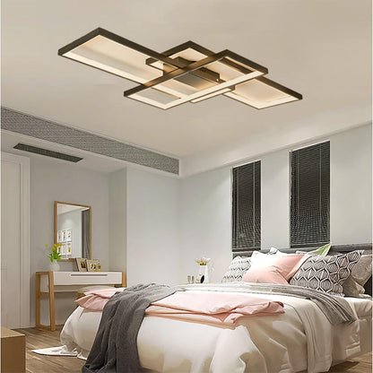 ANZHUANG LED Deckenleuchte Rechteckig Dimmbar Schwarz 80x45cm